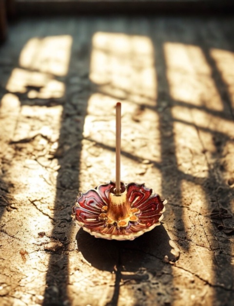 Metalowa podstawka pod kadzidło w kolorze czerwonym